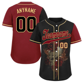 Custom Black Red Skull Fashion Personalized Authentic Baseball Jersey BSBJ01-D017141